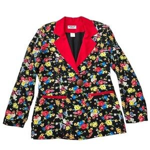 Mon-Liz Paris Vintage 80s 90s Floral Print Oversized Slouchy Blazer French Girl